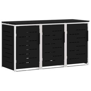vidaXL Wheelie Bin Storage Black 207 x 77.5 x 112.5 cm Stainless Steel