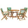 vidaXL 5 Piece Garden Dining Set Leaf Pattern Fabric and Solid Wood