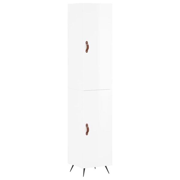vidaXL Highboard High Gloss White 34.5x34x180 cm Engineered Wood