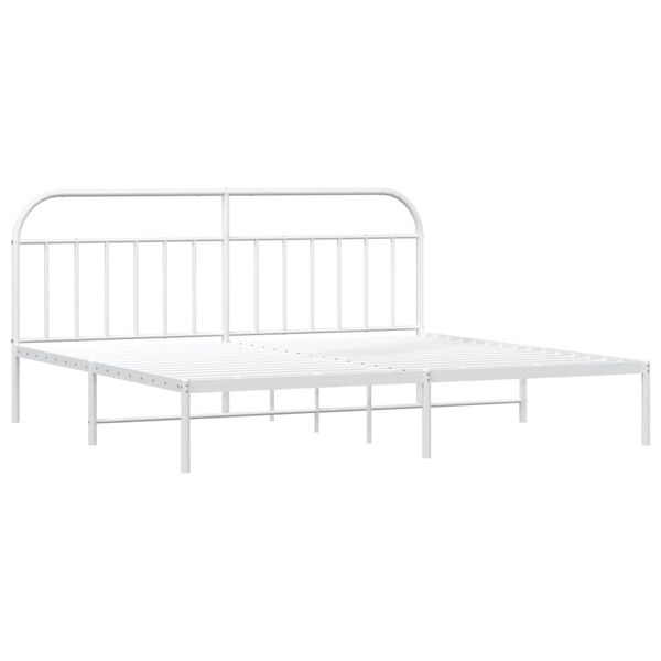 vidaXL Metal Bed Frame without Mattress with Headboard White 200x200cm