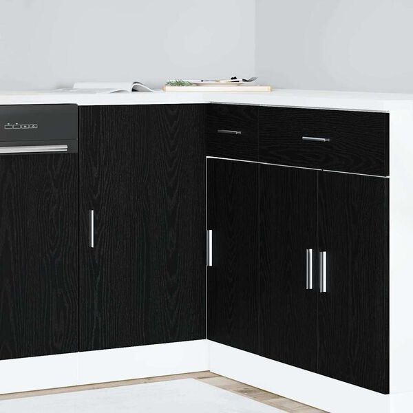 vidaXL Kitchen Corner Base Cabinet Black oak 86 x 46 x 81.5 cm
