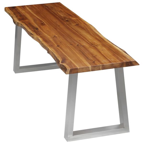 vidaXL Bench 140 cm Solid Acacia Wood and Stainless Steel