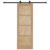 vidaXL Sliding Door Natural and Black 73.5 x 211 cm Solid Pine Wood