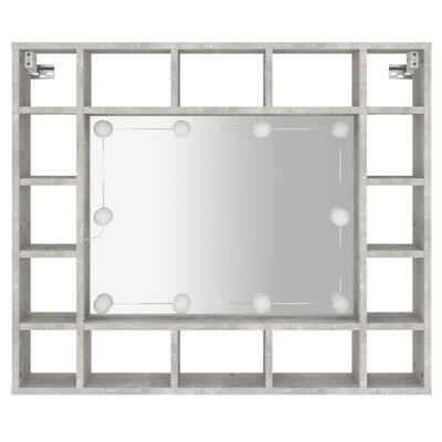 vidaXL Mirror Cabinet with LED Concrete Grey 91x15x76.5 cm