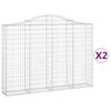 vidaXL Arched Gabion Baskets 2 pcs 200x30x140/160 cm Galvanised Iron