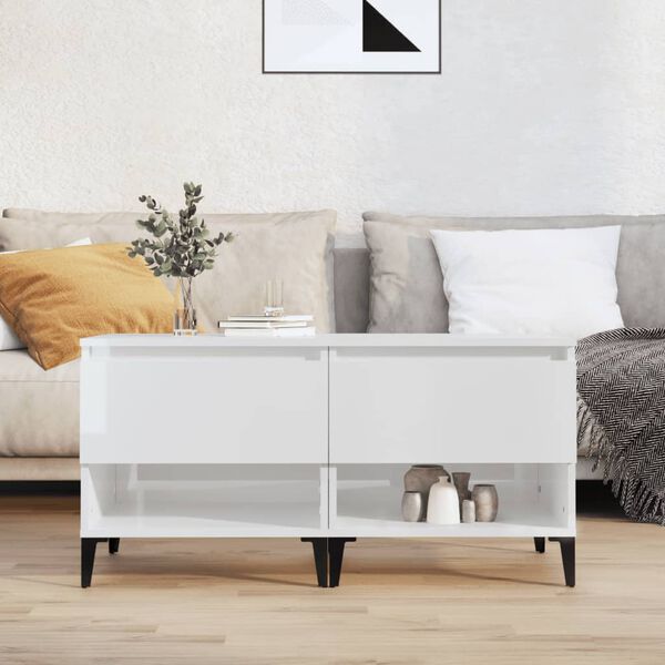 vidaXL Side Tables 2 pcs High Gloss White 50x46x50 cm Engineered Wood
