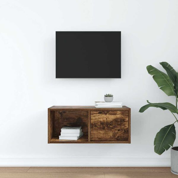 vidaXL TV Cabinet Smoked Oak 60x31x25.5 cm Engineered Wood