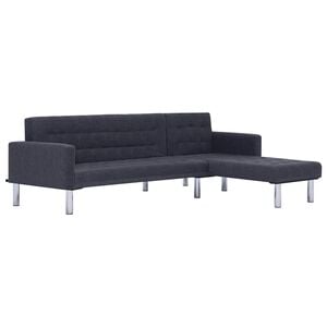 vidaXL L-shaped Sofa Bed Dark grey Polyester