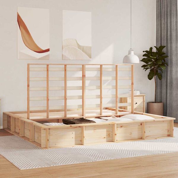 vidaXL Bed Frame Brown 200 x 200 cm Solid Pine Wood