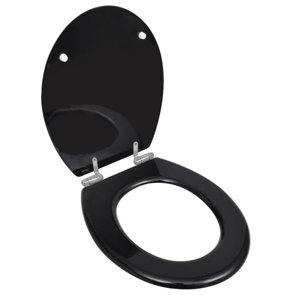 vidaXL Toilet Seats with Soft Close Lids 2 pcs MDF Black