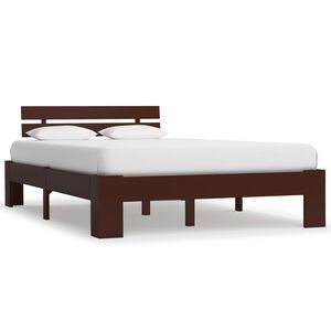 vidaXL Bed Frame without Mattress Dark Brown Solid Pine Wood 140x200 cm