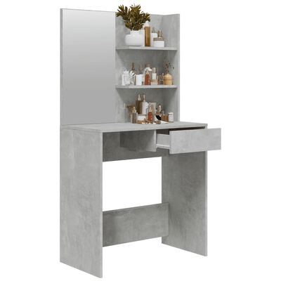 vidaXL Dressing Table with Mirror Concrete Grey 74.5x40x141 cm