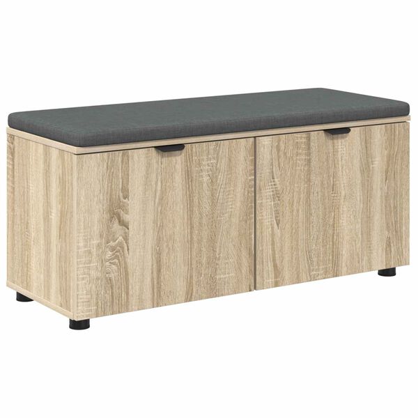 vidaXL Hall Bench with Cushion with Door Sonoma Oak 100 x 38 x 46 cm