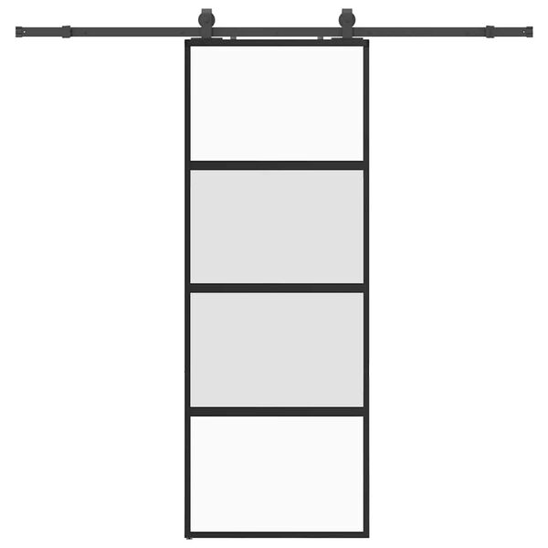 vidaXL Sliding Door with Hardware Set Black 76x205 cm Tempered Glass