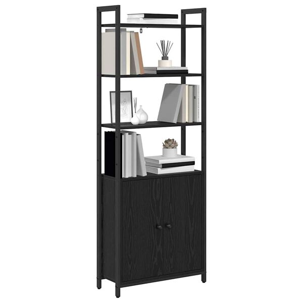 vidaXL Book Cabinet Black Oak 60 x 24 x 161 cm Engineered Wood