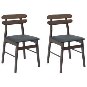 vidaXL Dining Chair 2 pcs Solid Rubber Wood Light Brown and Black