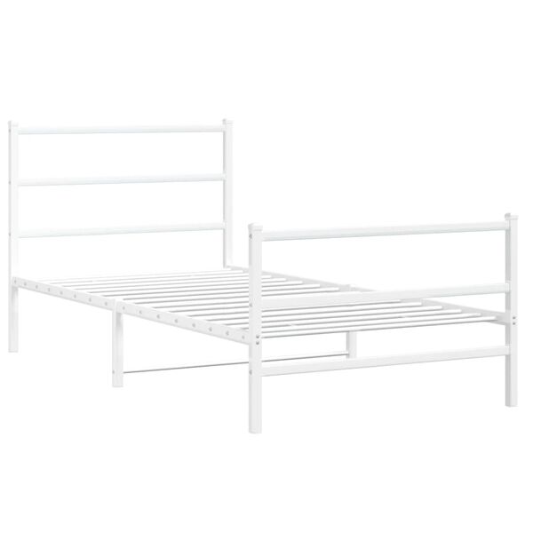 vidaXL Metal Bed Frame without Mattress with Footboard White 100x190cm