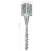 vidaXL Ground Spikes 2 pcs Silver 9x9x56 cm Galvanised Steel