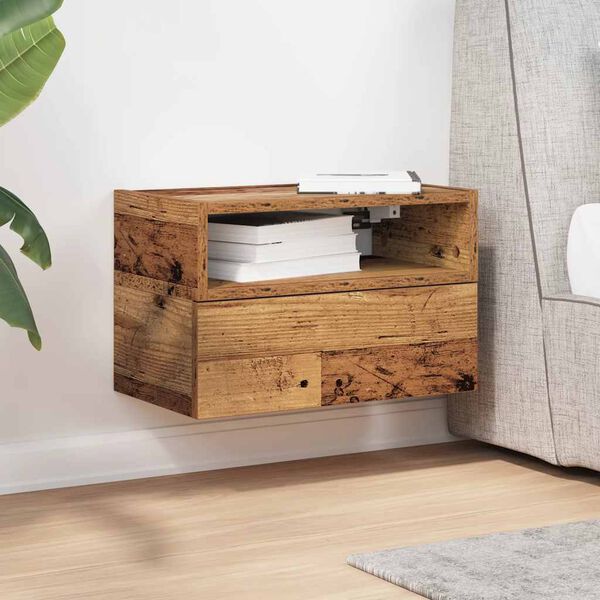 vidaXL Wall-mounted Bedside Cabinet Old Wood 45x26x28.5 cm