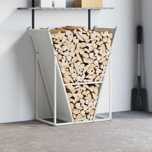 vidaXL Firewood Rack White 69.5x35x81 cm Cold-rolled steel