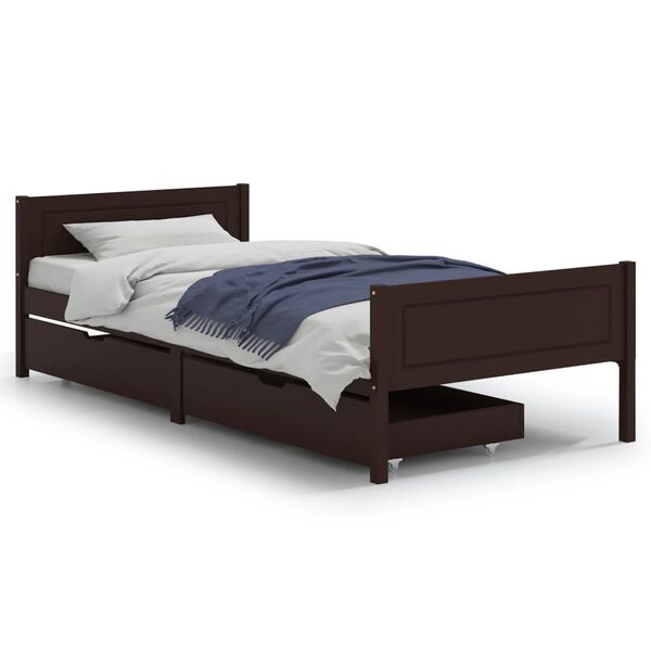 vidaXL Bed Frame without Mattress Dark Brown 100x200 cm Solid Wood