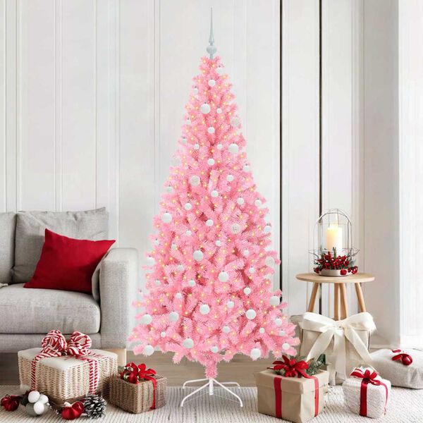 vidaXL Christmas Tree with 300 LEDs with Stand Pink 180 cm PVC