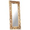 vidaXL Hand Carved Mirror Brown 110x50 cm Solid Mango Wood