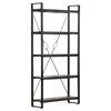 vidaXL 5-Tier Bookcase Black 90x30x180 cm Solid Mango Wood
