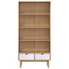 vidaXL Bookcase OTTA with 2 Drawers Brown and White Solid Wood Pine