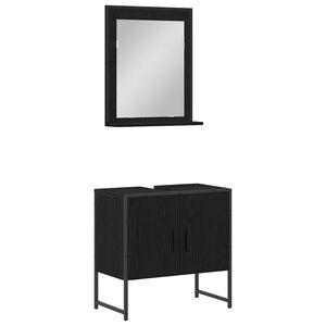vidaXL Bathroom Furniture Set Wall-mounted 2 pcs Black Engineered wood