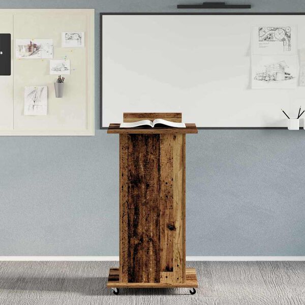 vidaXL Podium with Drawer Old Wood 55 x 55 x 107 cm Engineered Wood