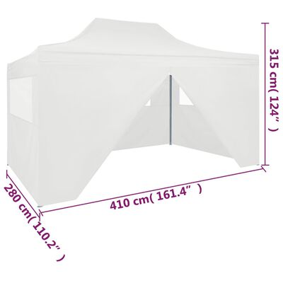 vidaXL Professional Folding Party Tent with 4 Sidewalls 3x4 m Steel White