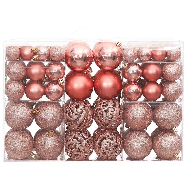 vidaXL Christmas Baubles 100 pcs Pink and Rose 3 / 4 / 6 cm