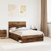vidaXL Bed Frame with Headboard Old Wood 120 x 190 cm Solid Pine Wood