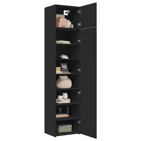 vidaXL Slim Storage Cabinet Black 50x42.5x225 cm Engineered Wood