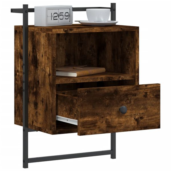 vidaXL Bedside Cabinets Wall-mounted 2 pcs Smoked Oak 40x30x61 cm Engineered Wood