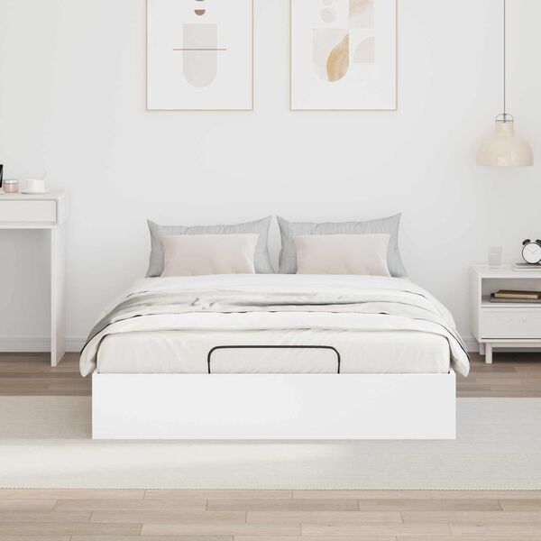 vidaXL Ottoman Bed Frame White 193 x 120 x 25 cm Engineered Wood