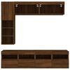 vidaXL 7 Piece TV Wall Cabinet Set with LED Lights Brown Oak