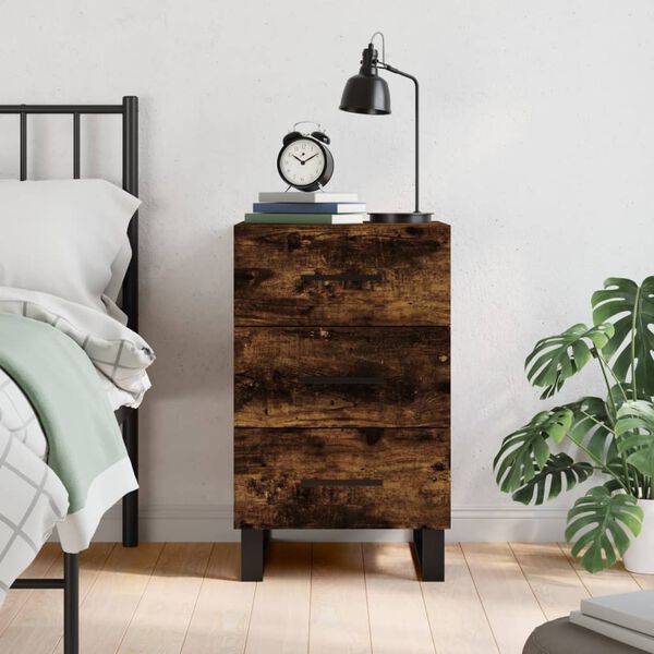 vidaXL Bedside Cabinet Smoked Oak 40x40x66 cm Engineered Wood