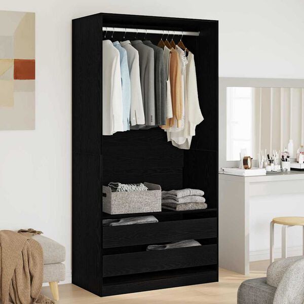 vidaXL Wardrobe Black oak 100 x 50 x 200 cm Engineered Wood