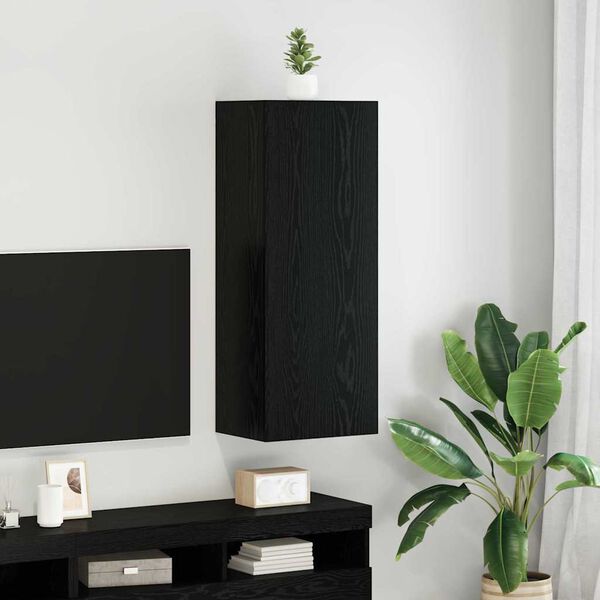 vidaXL TV Wall Cabinet Black Oak 40.5 x 30 x 102 cm Engineered Wood