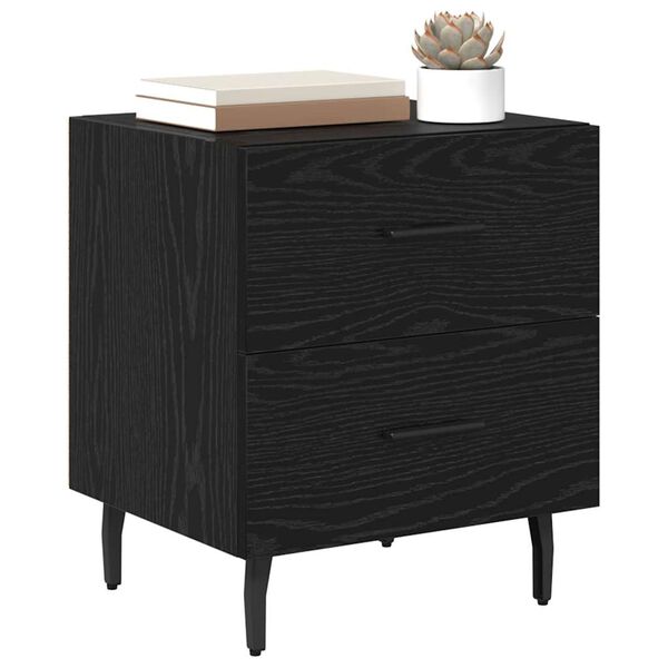 vidaXL Bedside Cabinet with Drawer 2 pcs Black Oak 40 x 35 x 47.5 cm