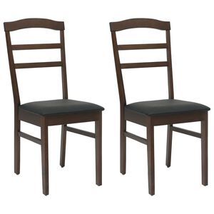 vidaXL Dining Chair 2 pcs Solid Rubber Wood Light Brown and Black