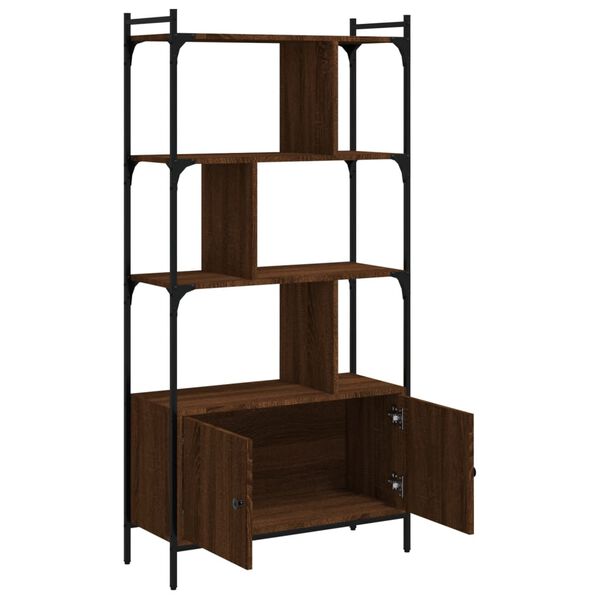 vidaXL Bookcase with Doors Brown Oak 76.5x30x154.5 cm Engineered Wood