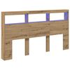 vidaXL Headboard Cabinet with LED Artisan Oak 180x17x102 cm