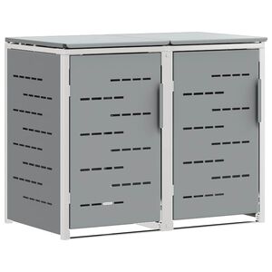 vidaXL Wheelie Bin Storage for 2 Bins 240L Stainless Steel Grey