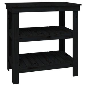 vidaXL Work Bench with Shelf Black 78.5 x 50 x 80 cm Solid Pine Wood