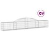 vidaXL Arched Gabion Baskets 9 pcs 300x30x40/60 cm Galvanised Iron