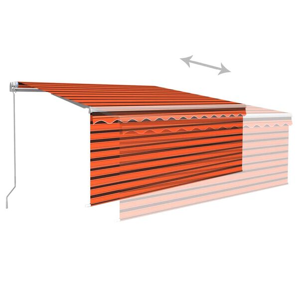 vidaXL Manual Retractable Awning with Blind 3.5x2.5m Orange&Brown