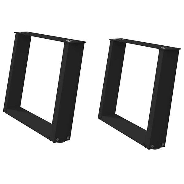 vidaXL Coffee Table Legs U-Shaped 2 pcs Black 70x(42-43) cm Steel